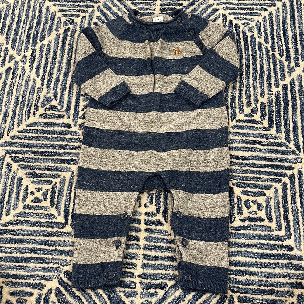 GAP Navy and Gray Striped Knit One-Piece